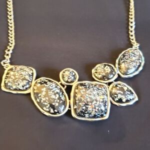 Silver and Black Stone Necklace